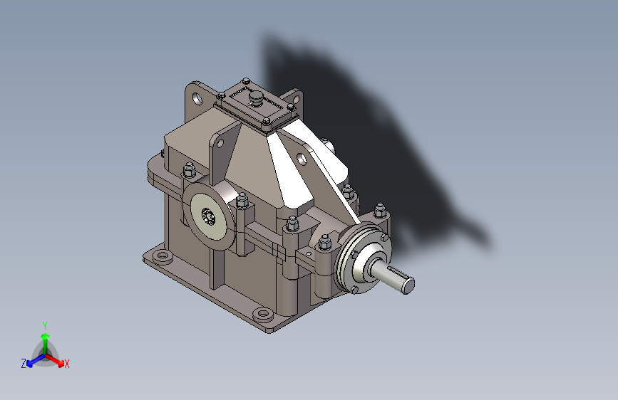 单级锥齿齿轮减速器Inventor 2011, STEP _ IGES
