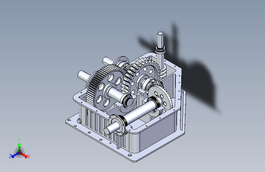 多级齿轮箱（变速箱）3D模型Solidworks软件打开