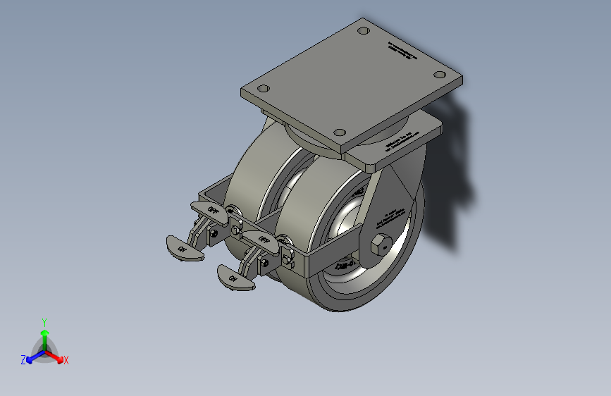 江龙脚轮_标准超重型K89系列双孖轮（3寸轮宽）190盘刹车10x3