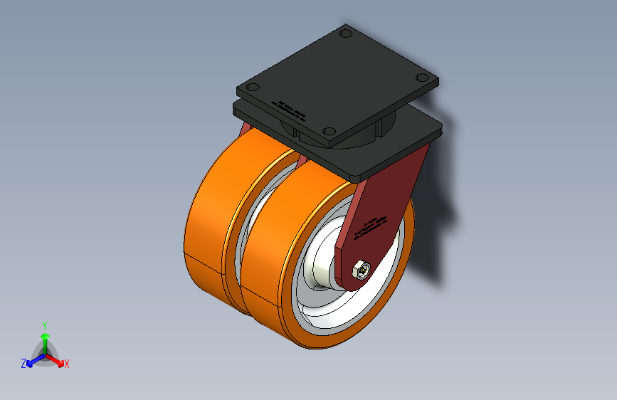 江龙脚轮_中超重型150盘双孖铸铁包PU活动轮10×3