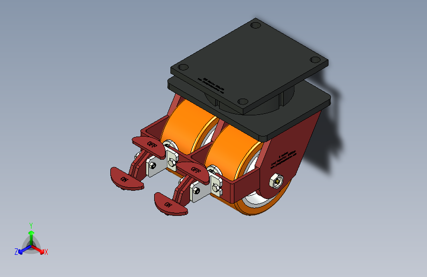 江龙脚轮_中超重型150盘双孖铸铁包PU活动刹车轮6×3
