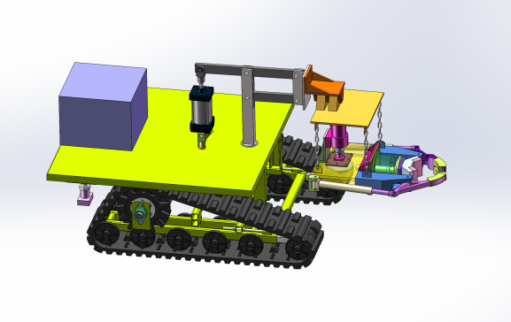 履带式振动采摘机设计三维solidworks模型3D+二维cad图纸1496024
