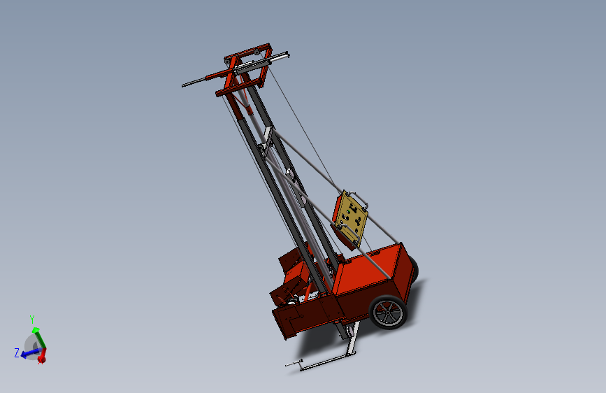 墙体抹灰机三维设计三维模型SolidWorks设计3D工程图素材图纸 主视图