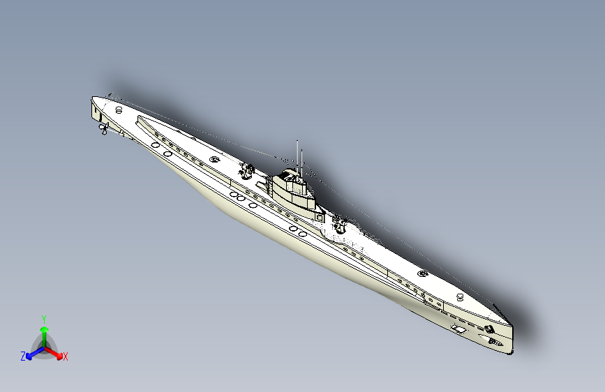 U-boat U型潜艇造型模型3D图纸 x_t格式