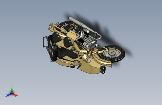 imz-ural乌拉尔三轮摩托车3D模型图纸 STEP格式