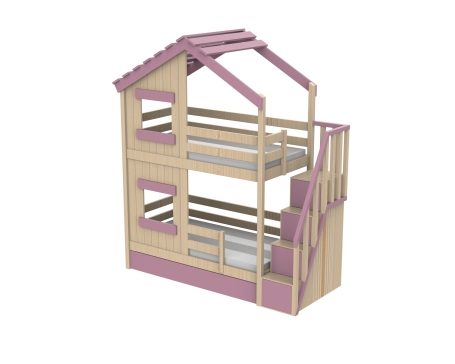 小屋样式儿童上下床3D图纸 step x_t格式
