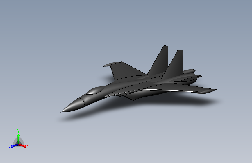 苏37 SU-37战斗机简易模型3D图纸 Solidworks设计
