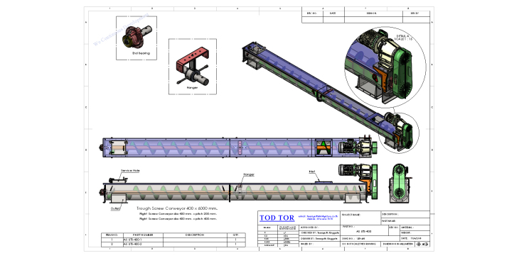 农业用槽式螺旋输送机3D图纸+Solidworks设计