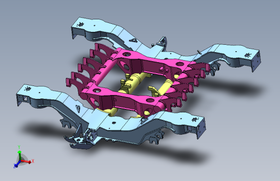 CRH3动车组转向架构架三维模型solidworks建模3D图纸设计素材