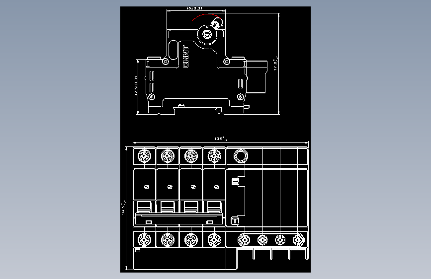 NXBFLE-63 4P剩余电流动作断路器外形安装尺寸图202202