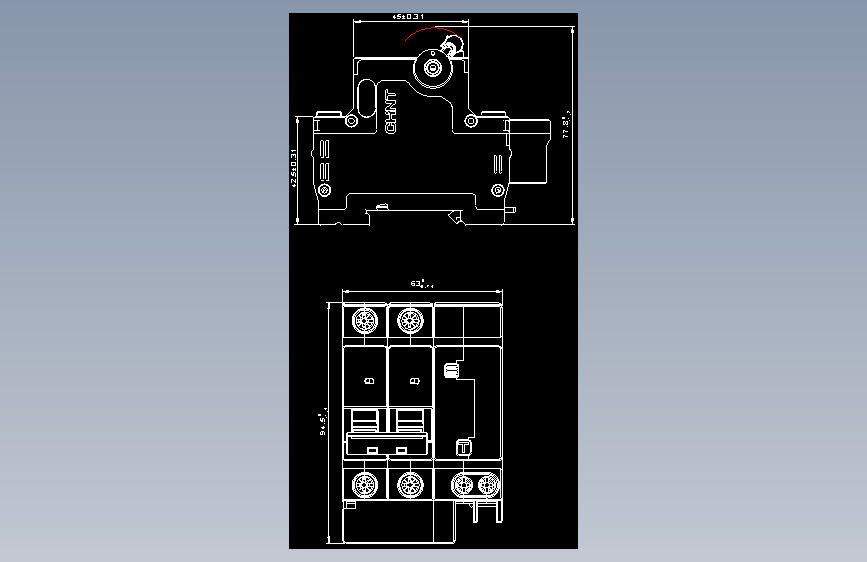 NXBLE-32 2P剩余电流动作断路器外形安装尺寸图202405