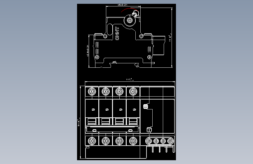 NXBLE-32 4P剩余电流动作断路器外形安装尺寸图202405