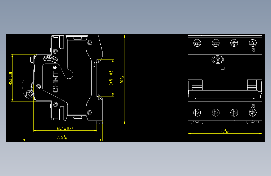NB310L_3N 3P&N剩余电流动作断路器外形安装尺寸图202202
