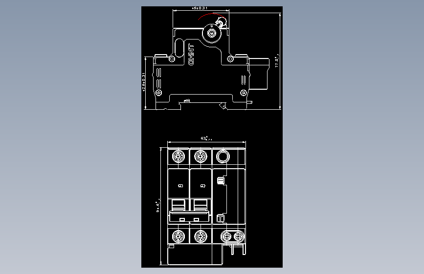 NBPLE-32 2P剩余电流动作断路器外形安装尺寸图202202