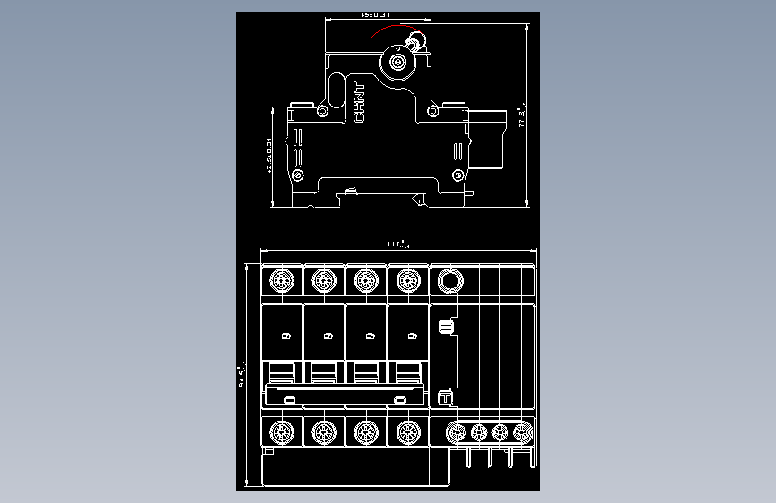 NBPLE-32 4P剩余电流动作断路器外形安装尺寸图202202