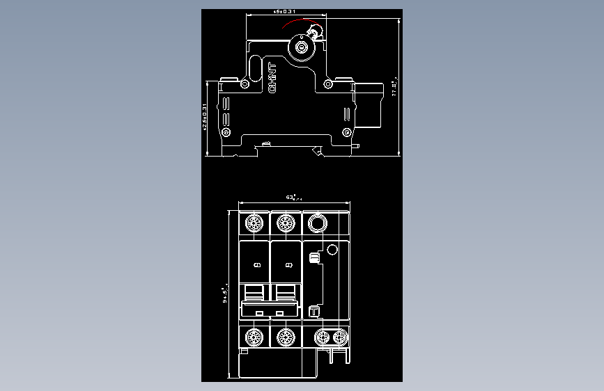 NBPLE-32D 2P剩余电流动作断路器外形安装尺寸图202202