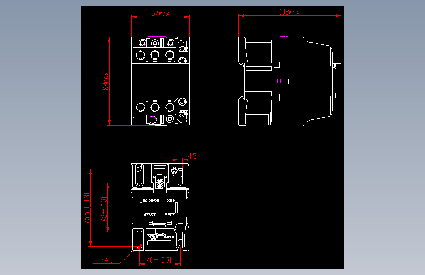 NC7-25交流接触器外形安装尺寸图202204