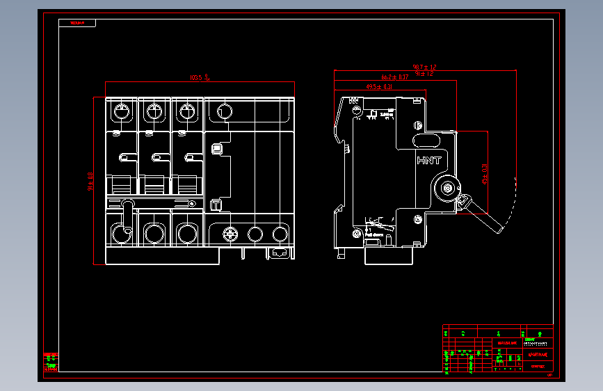 NB5LE-63FB 3P剩余电流动作断路器外形安装尺寸图202409
