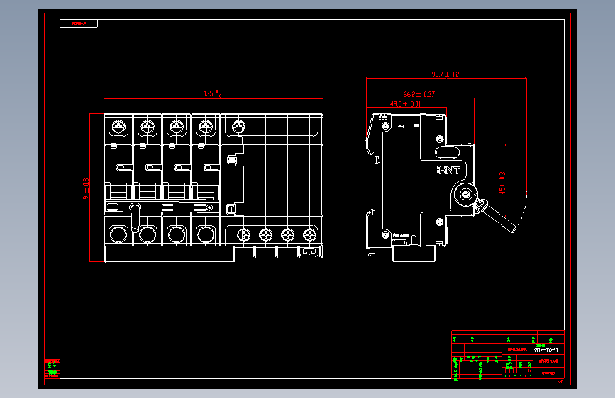 NB5LE-63FB 4P剩余电流动作断路器外形安装尺寸图202409