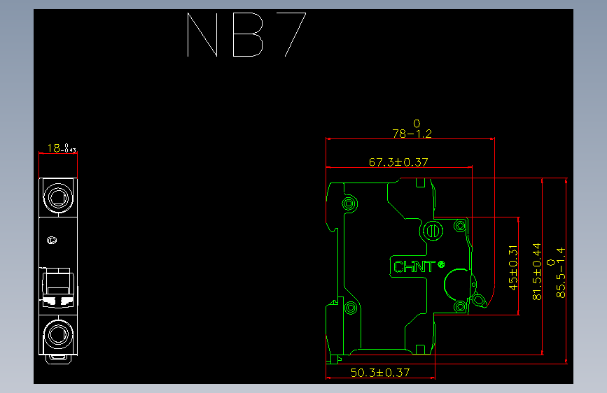 NB7 1P小型断路器外形安装尺寸图202202