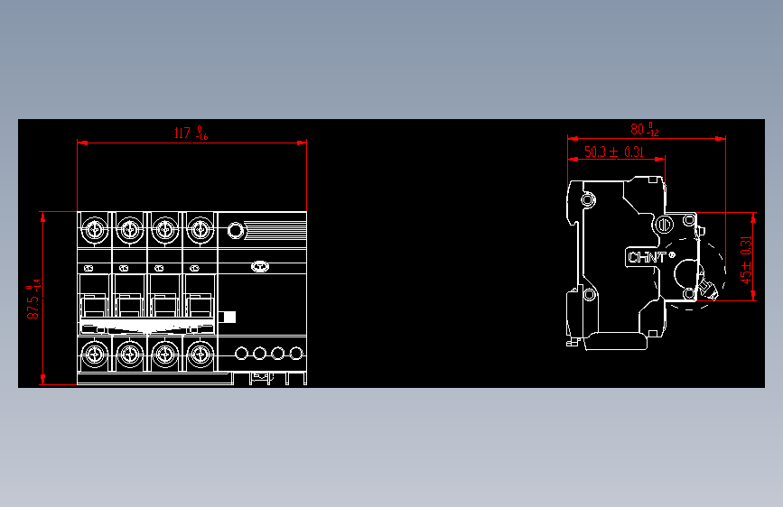 NB7LE-32 4P剩余电流动作断路器外形安装尺寸图202203