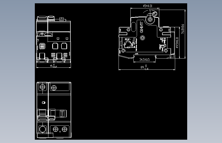 NB8LE-63(6-40A) 1P&amp;N剩余电流动作断路器外形安装尺寸图202405
