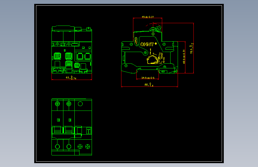 NB1L-40 2P剩余电流动作断路器外形安装尺寸图 202203