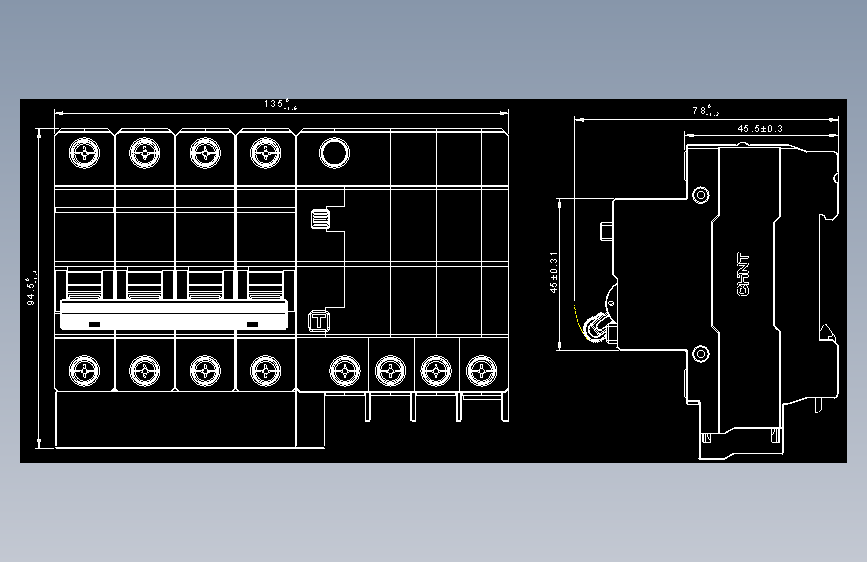 NB3LE-63 4P剩余电流动作断路器外形安装尺寸图202202