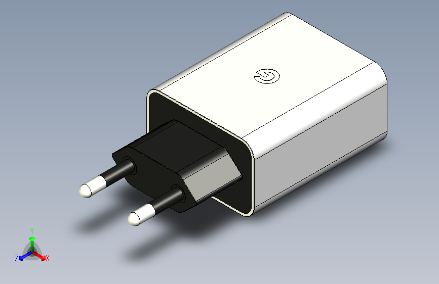 使用Autodesk Inventor制作的Google 30W USB-C充电适配器的3D复制品