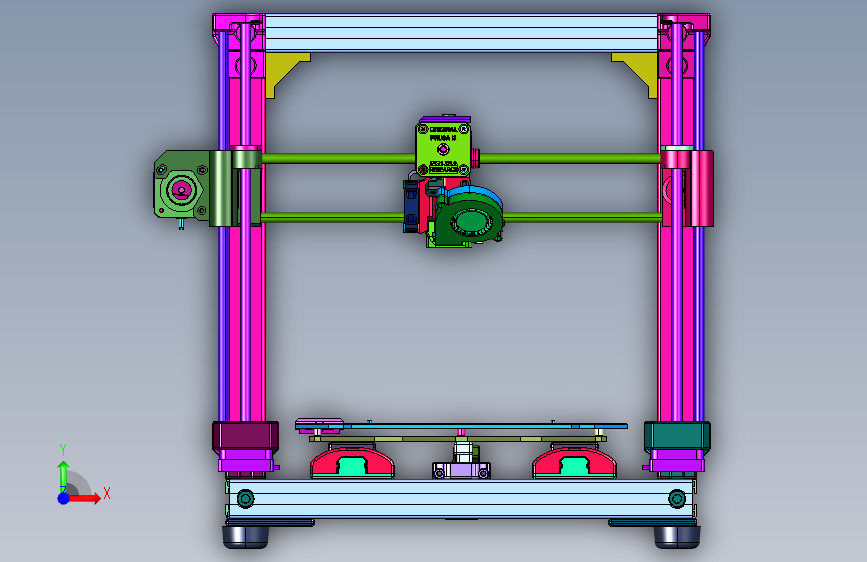 组装i3机MK3S超强3D打印机 正面视图