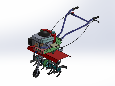 小型 微型耕种机 耕地机 微耕机 旋耕机三维设计solidworks建模SW