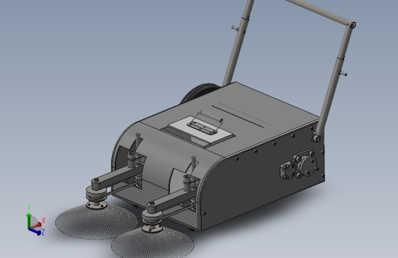 轻型人力式道路清扫车的设计+手推式三维SW模型3D建模+CAD图+说明书