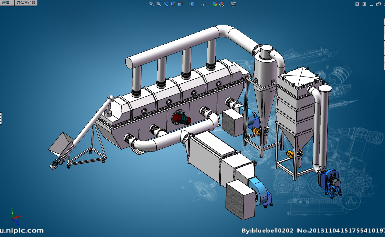 全套振动流化床干燥机系统设计三维图