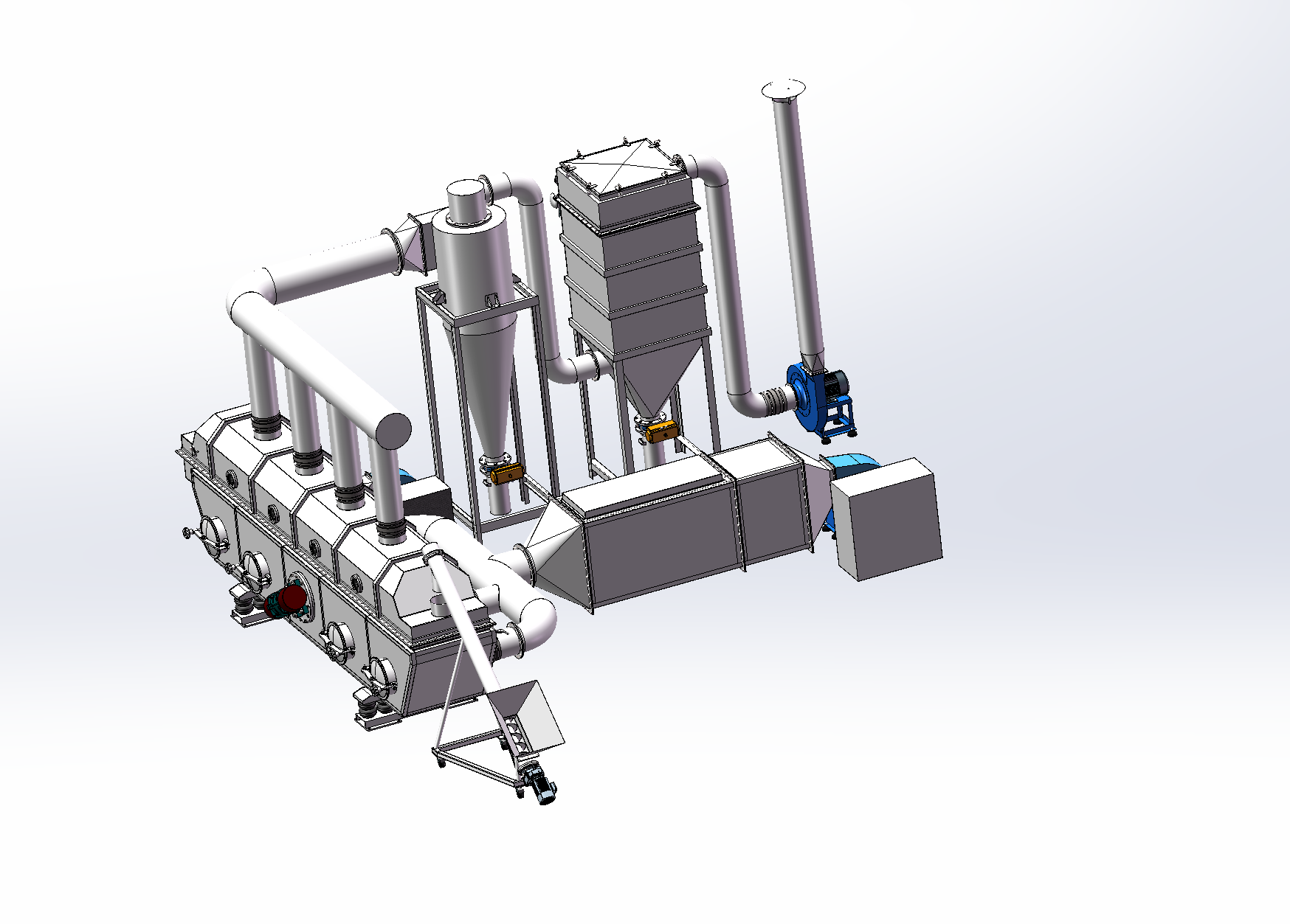 全套振动流化床干燥机系统设计三维图