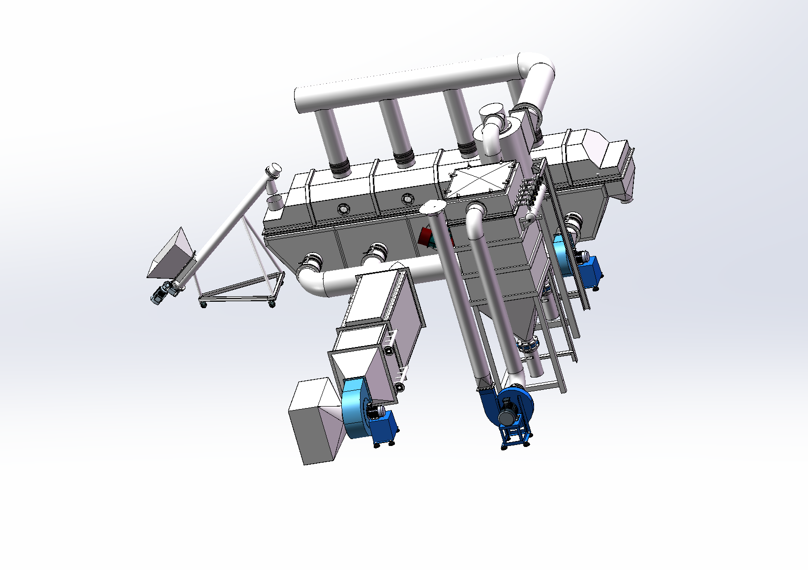 全套振动流化床干燥机系统设计三维图