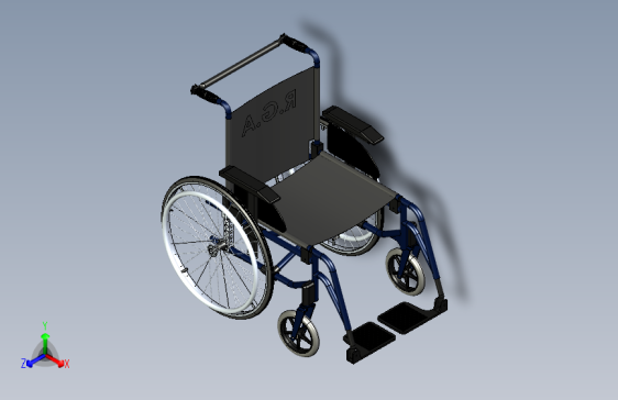 一种普通轮椅模型3D图纸模型
