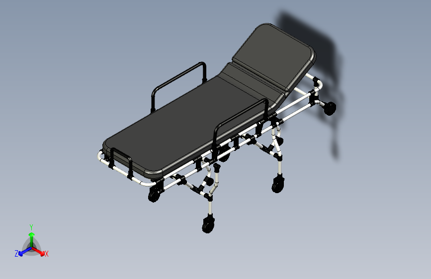 折叠担架病床3D模型三维建模图纸