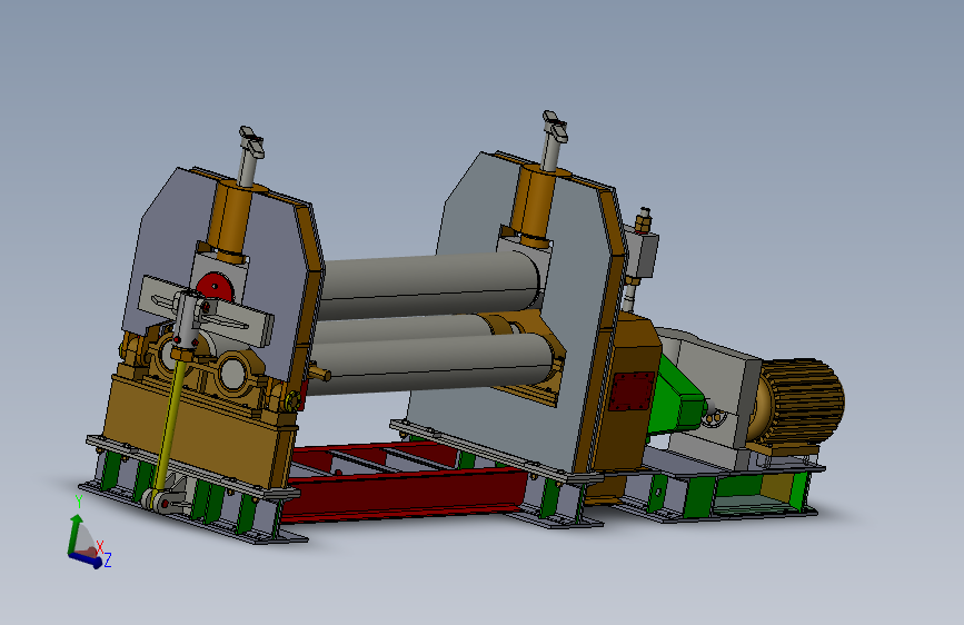 三辊卷板机设计图纸+说明书+SolidWorks三维模型===J5===50y