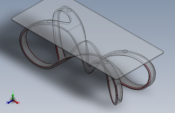 SolidWorks表面建模设计的豪华玻璃桌