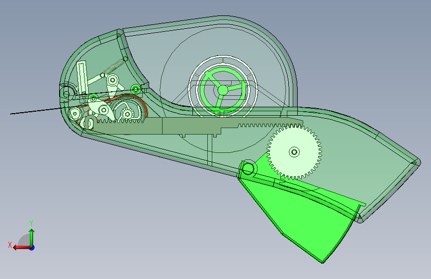 透明胶带切割机3D模型图纸 Solidworks设计 背面视图