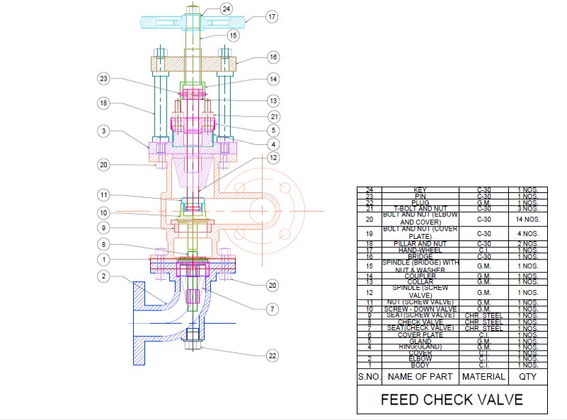 G13589-进料止回阀Autocad 2D建模”