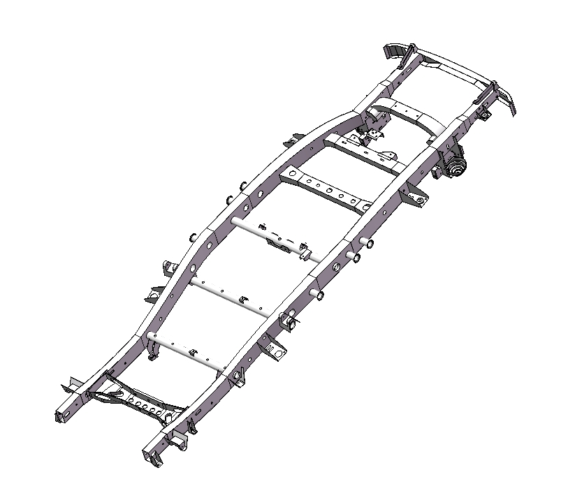 汽车车架系统模型设计三维SW图纸建模+二维CAD装配图一张