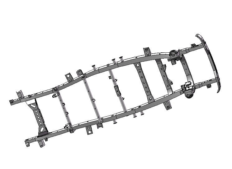 汽车车架系统模型设计三维SW图纸建模+二维CAD装配图一张