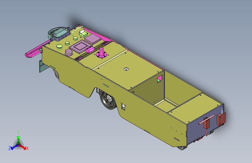 单向100W牵引式AGV 3D图纸三维模型