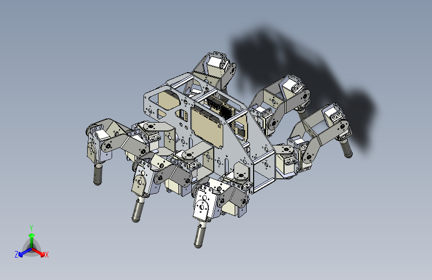 六足仿生机器人3d图 仿生六足爬行蜘蛛机器人sw运动仿真3d模型