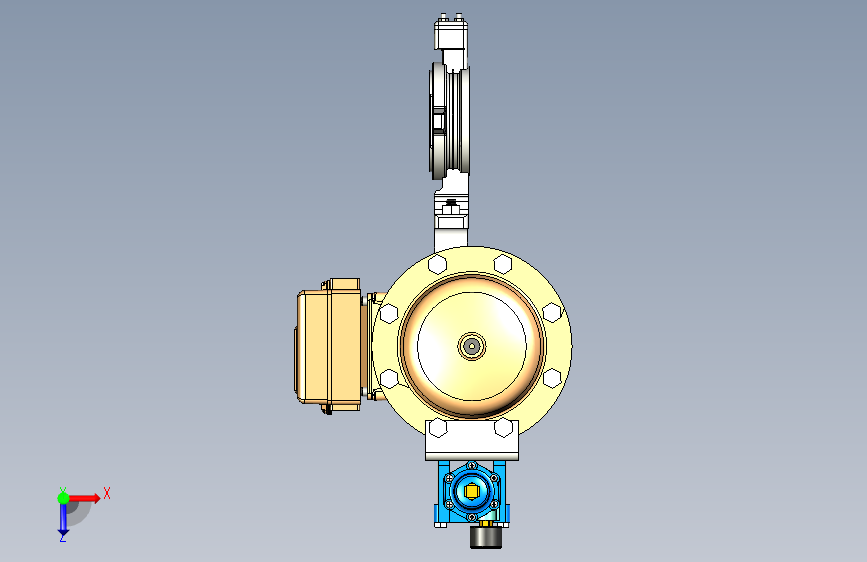 G13288-阀体尺寸3阀门和定位器(FISHER)” 俯视图