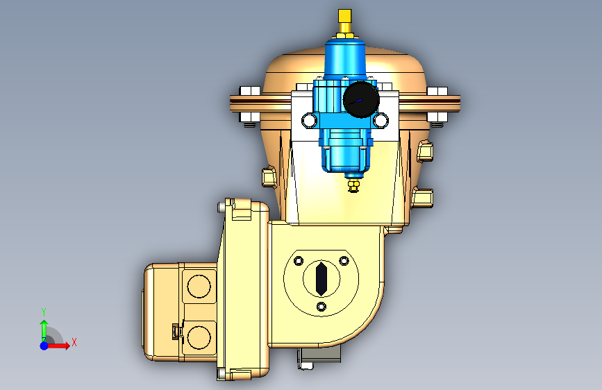 G13288-阀体尺寸3阀门和定位器(FISHER)” 正面视图