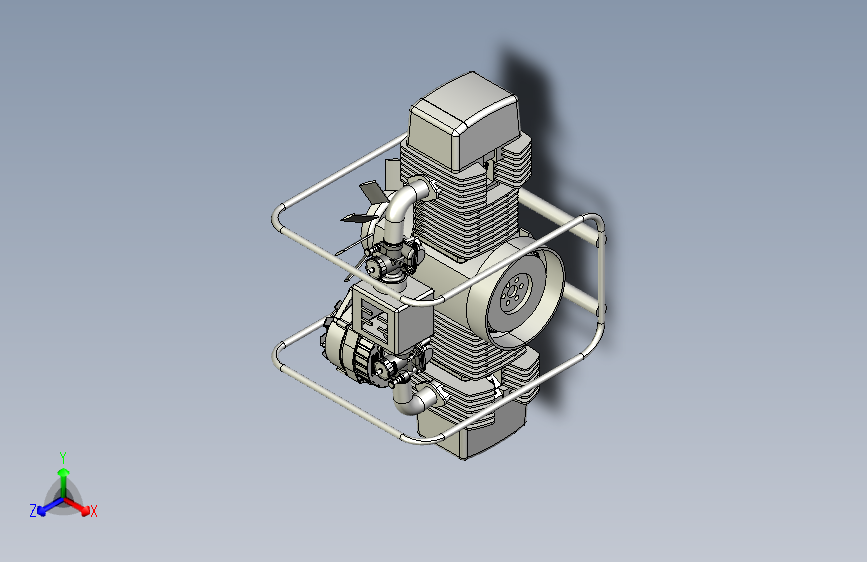 Boxer双缸发动机3D数模图纸