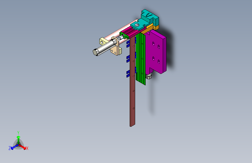 轨道式气缸入料推料机构3D图