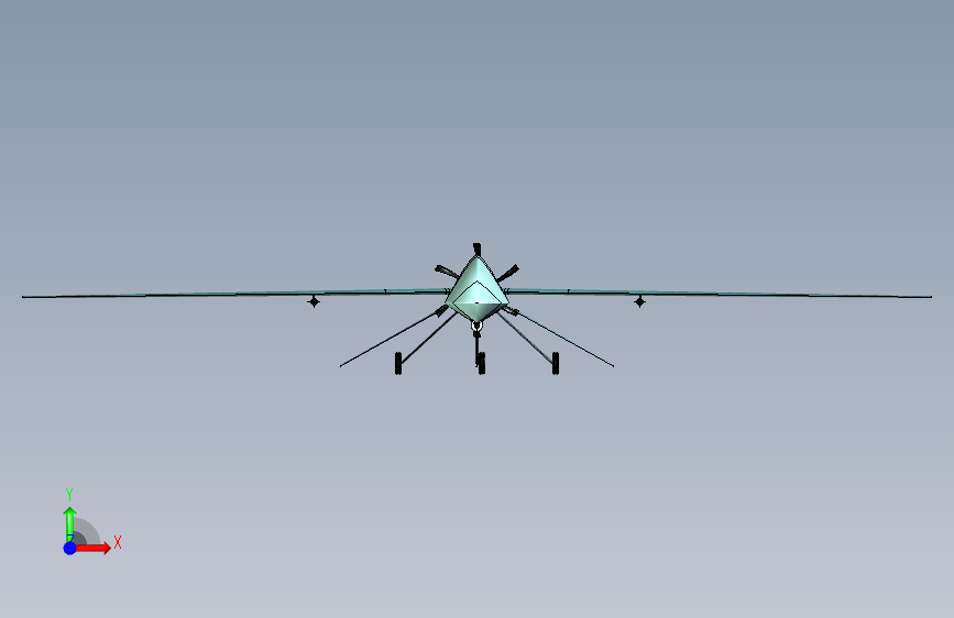 G16480-SOLIDWORKS上的MQ-1预测无人机”+无人机 正面视图